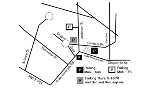 Parking Map for the Nasher Museum of Art at Duke University