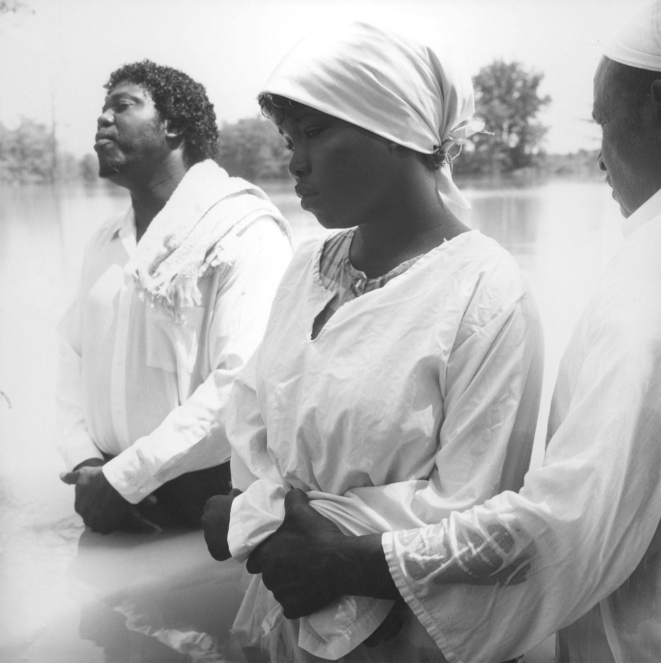 Tom Rankin, Baptism of Cheronda Brown by Reverend Crabtree, Stamps Lake, Perthshire, Mississippi, 1990